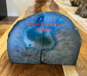 Agate Genuine Stone (Blue Dyed) Bookends from Brazil 3.50lbs