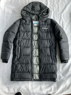 Columbia Girl Coat Omni Heat Long Coat Jacket Black Collare  Toll 27”  M Size