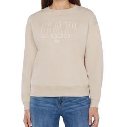 NWT Gap Women's Logo Crewneck Sweatshirt Cream Large 