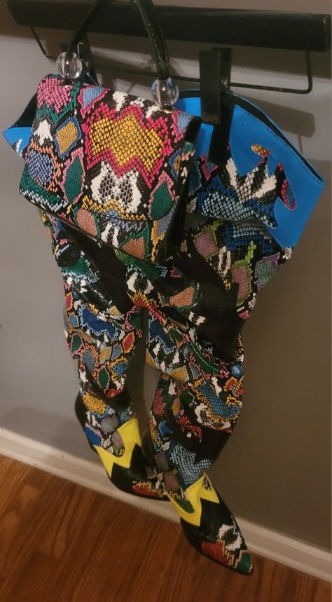 Thigh High  Boots  & Clutch Bag