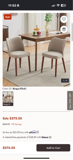 Garvee Linen Wingback Dining Chairs Set of 2