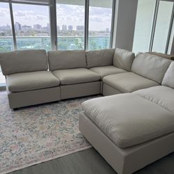  Albany Park Kova Box Cushion Sectional – Performance Linen color Dune