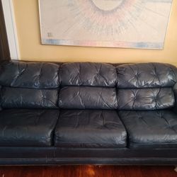 Blue Leather Couch 