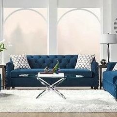 Bing Ash Blue Fabric Sofa and Loveseat

