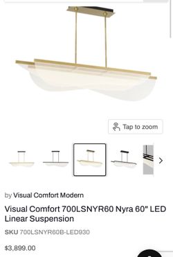 High end new Visual Comfort Nyra 60" Wide Black LED Linear Chandelier
