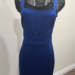 Laundry By Design Royal Blue Satin Cocktail Bodycon Dress