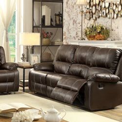 Zuriel Brown PU Sofa (Motion)

