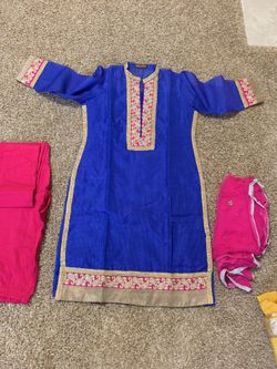 Kurta suit with georgette dupatta and cotton pajami, bust 38, length of kameez is 38