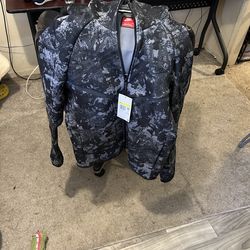 Nike Black & Gray Patterned Hooded Zip Pullover