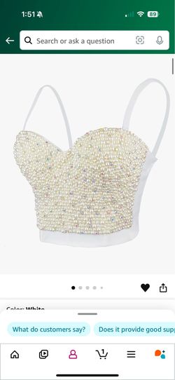 White pearl embellished crop top