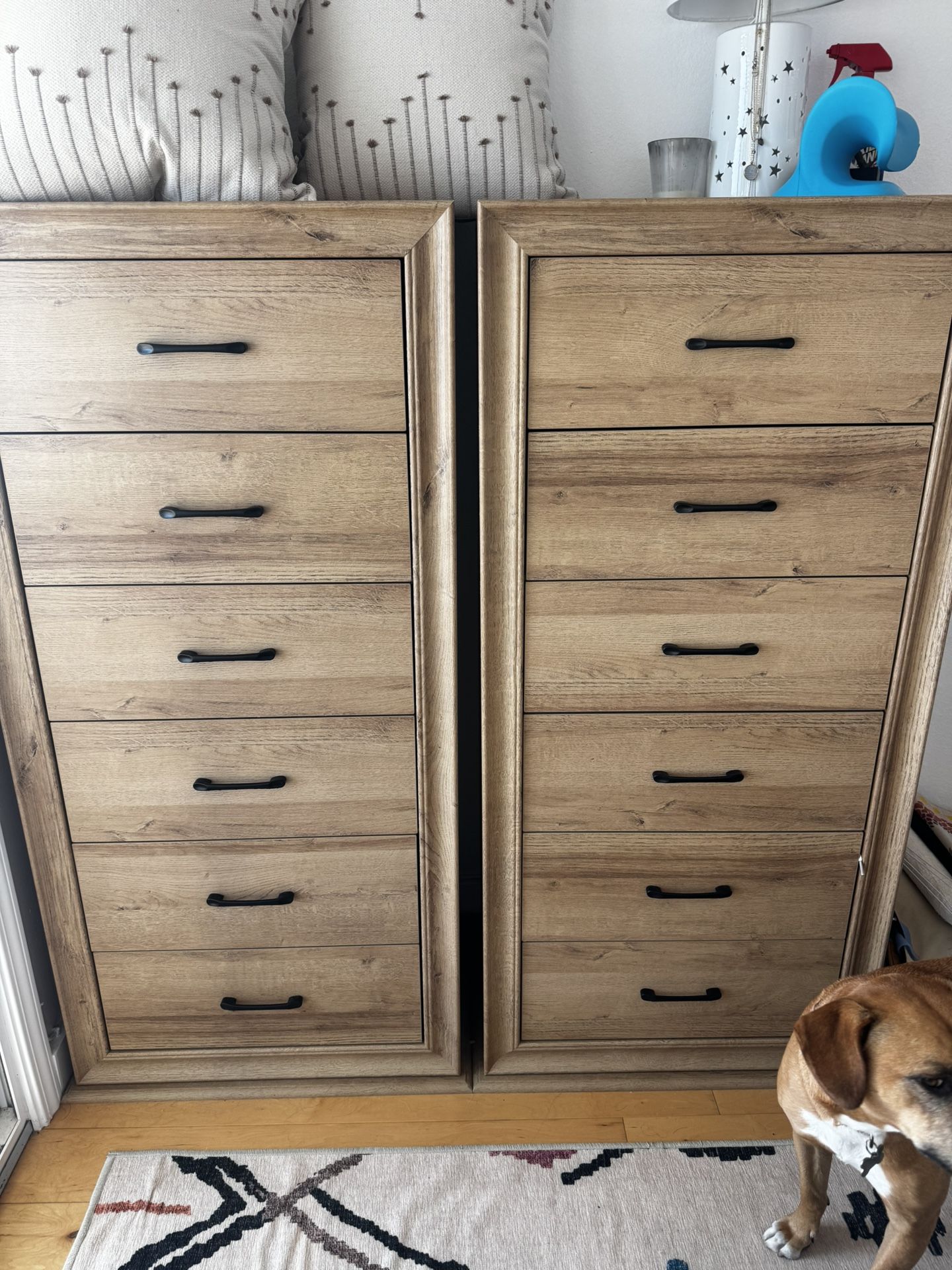 2 Wood dressers 53”H, 6 Drawer