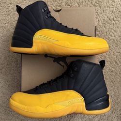Size 8.5 (Pre owned, comes with original box) - Air Jordan 12 retro university gold 