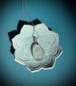 White Sea Glass Sterling Silver Necklace 