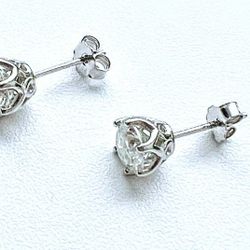 .925 Sterling Silver 5mm VVSI D Color Moissanite Diamond Stud Earrings