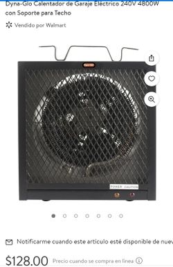 Dyna-Glo Calentador de Garaje Eléctrico 240V 4800W con Soporte para Techo