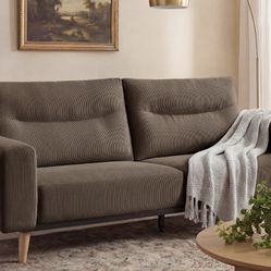 82” Modern Corduroy Loveseat – Ultra-Soft 2-Seater Sofa with Wooden Legs 