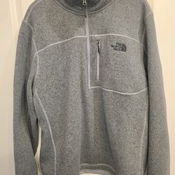 The North Face XL Half Zip Pullover Jacket Zip Pocket Fleece Gray Sweatshirt
