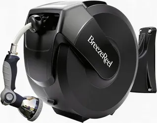 Breezereel Retractable Garden Hose Reel 1/2 Inch X 100ft, 3-ply -