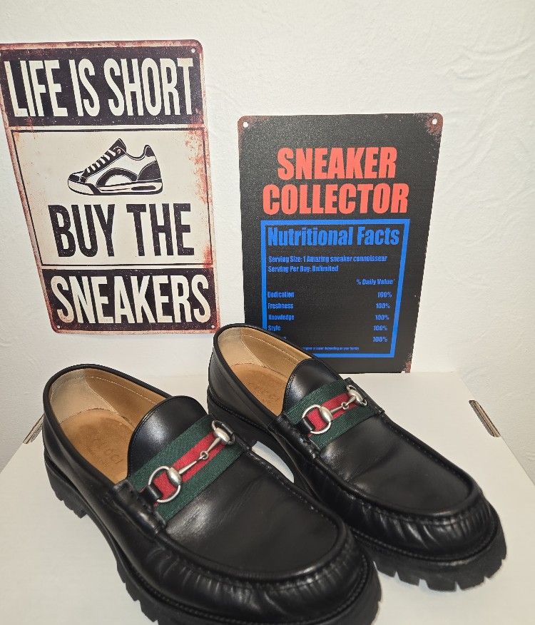 Lug Sole Leather Web Horsebit Loafer Men display picture 2