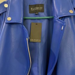 Faux Cobalt Leather jacket Size 14