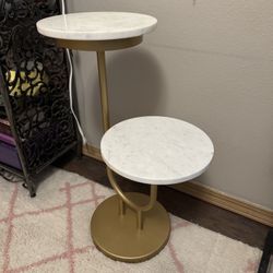 2 Tier End Table (Marble/Gold) 
