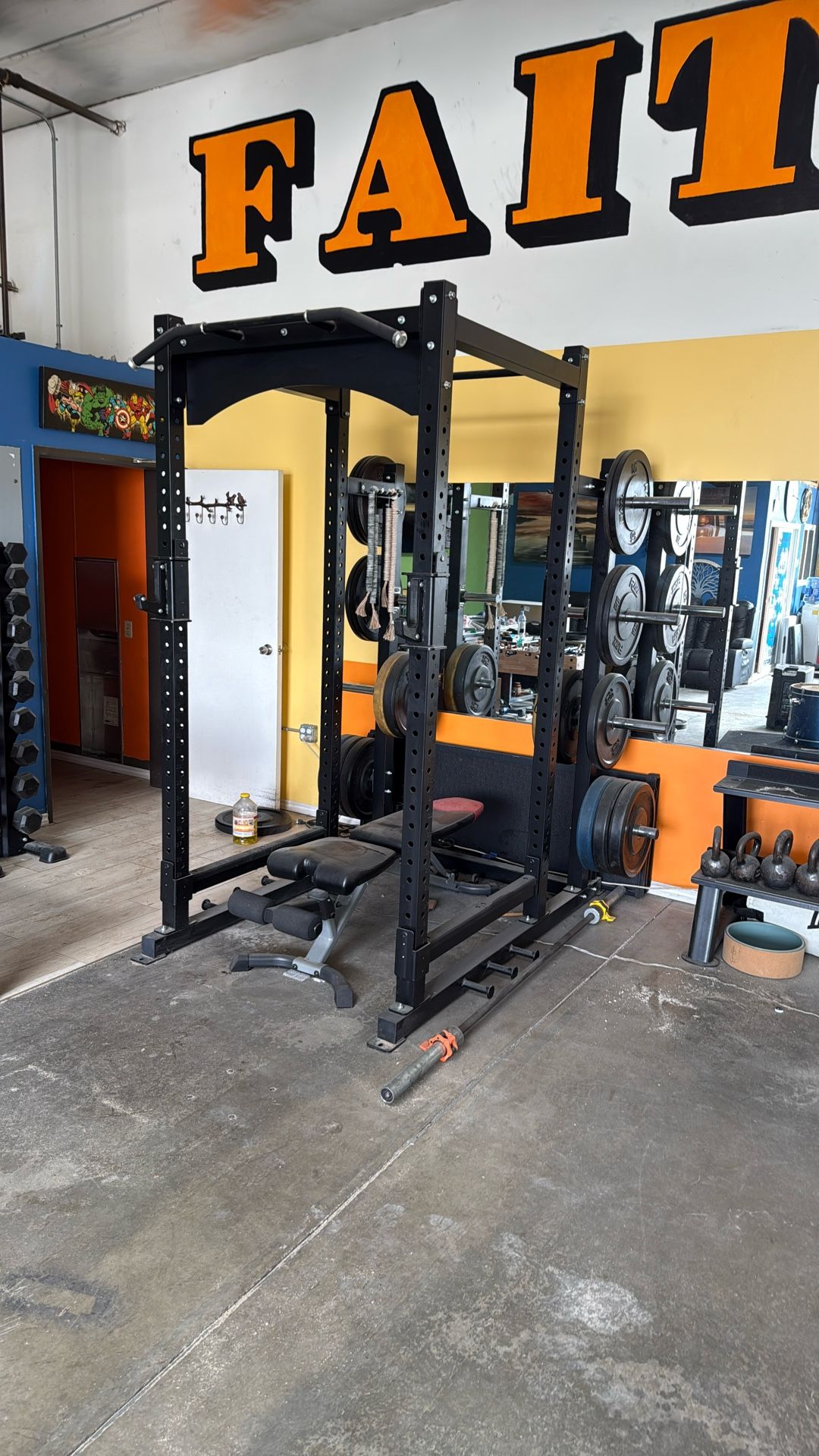 Squat Cage With Olympic Bumper Plates!