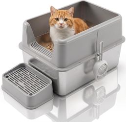 Stainless Steel Litter Box for Cats, XL Odor Free Metal Litter Box