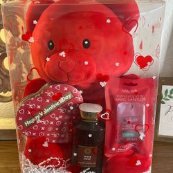 Vday Red Teddy Bear Gift Box B&BW ♥️🧸🍫