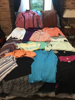 18 medium and petite medium sweaters, bolero, tops, athletic tanks, jacket