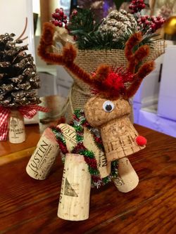Justin Vineyard Rudolph Wine Cork Reindeer Christmas Ornament