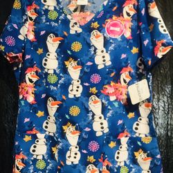 Disney Fozen Olaf Scrub Top