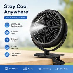 🌬️ Portable Rechargeable Misting Fan – 10,000mAh