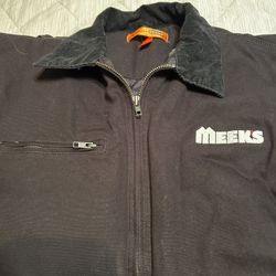 Corner Stone Canvas Work Jacket Company MEEKS Logo Mens XL Black Full Zip-Snaps at Waist & Wrist