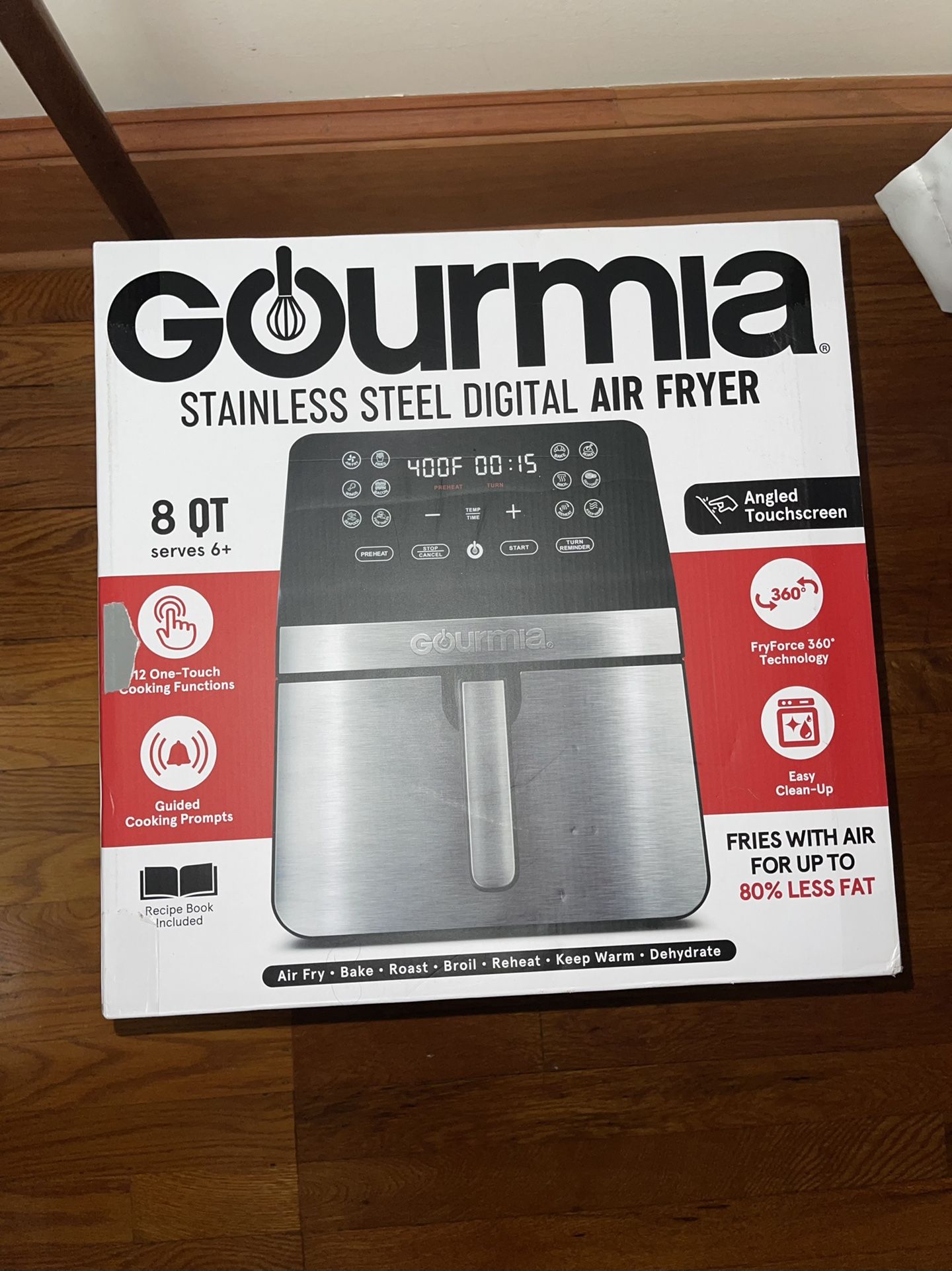 Gourmia GAF856 Stainless Steel Digital 8 Quart Air Fryer with Guided Cooking