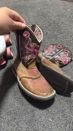 Pink & Brown Girls Cowboy Boots Size 2