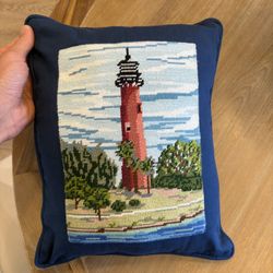Custom Needlepoint Pillow Of Jupiter Lighthouse 