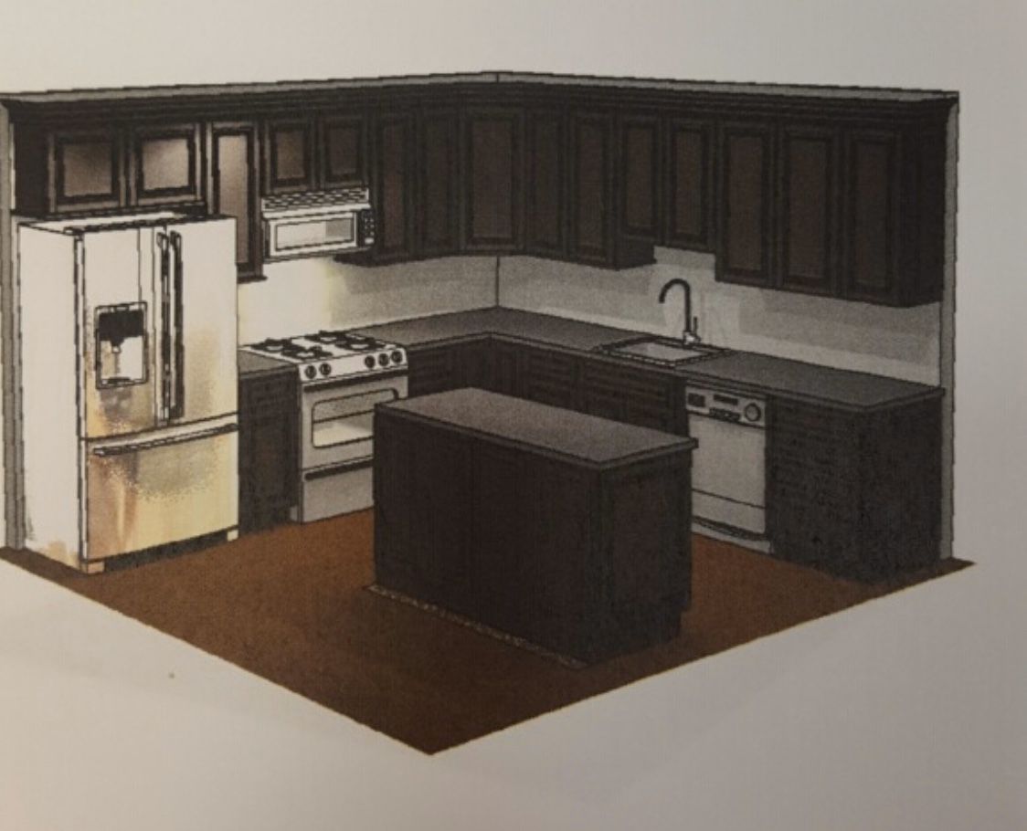 11’x11’ kitchen with island cabinet order as seen on photos