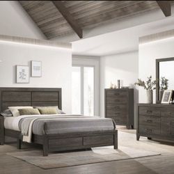 4- Pc Bedroom set Dresser,Mirror  Nightstand (1) Queen size bed frame  Not including Mattress and Box Sp