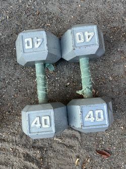40 lb Cast Iron Hex Dumbbells Pair