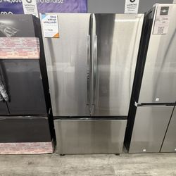 Samsung - 27 cu. ft. French Door Counter Depth Smart Refrigerator with Dual Auto Ice Maker - Stainless Steel