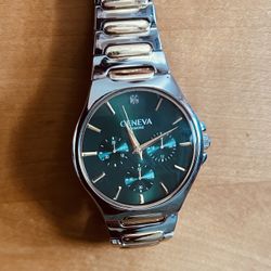 Geneva Diamond 2 Toned Band Green Face 