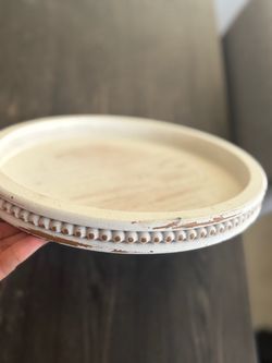 Rustic White Round Decorative  Tray