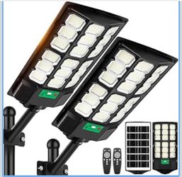 17" Solar Street Lights Outdoor Waterproof, 36000LM 6500K Dusk to Dawn Solar Flood Light, Motion Sensor Solar-Powered Light with Remote Control, Comme