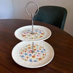 Erphila Brighton Cheery Chintz Two Tier Cake Stand Server fine china Bavaria