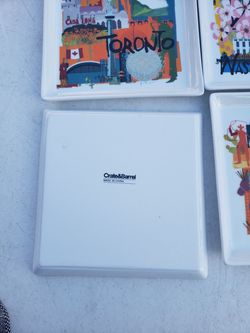 Crate & Barrel City Scenes Square Appetizer Plates Tray Road Trip