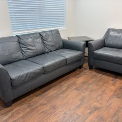 LEATHER SOFA AND CHAIR