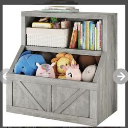 Garvee Kids Bookshelf and Toy Storage,  Bookcase Cabinet with Storage Organizer, Children's Large Cubbies for Playroom Bedroom Nursery C