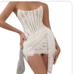 Heiress Beverly Hills Lace Corset Draped Mini Dress