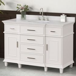 Brand New White 48 Inch Bathroom Vanity w Stone Countertop