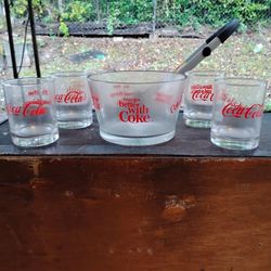 1980s Coca-Cola Bowl & Glass Set